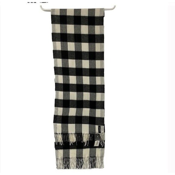 FRAAS CASHMINK Buffalo Check Fringe Scarf Preppy Casual Winter - Picture 3 of 10